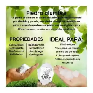 Piedra de Alumbre en Bruto + Polvo (Molida) 1 kilogramo miniatura 3